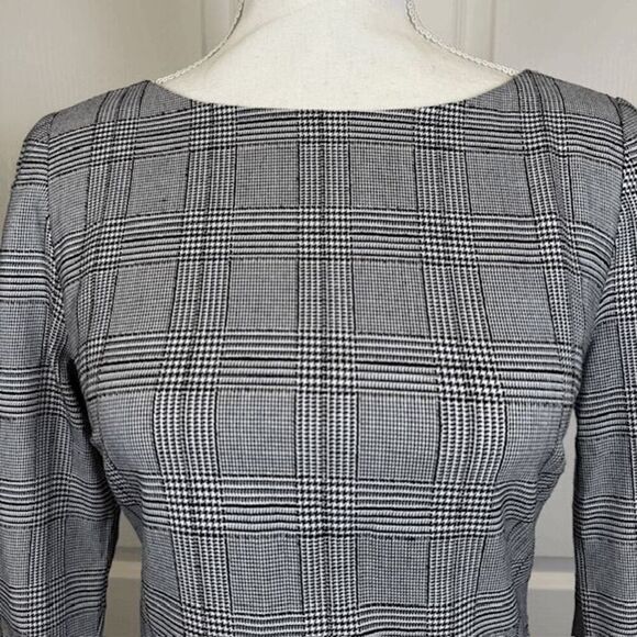 NWT Karl Lagerfeld 3/4 Tulip Sleeve Houndstooth Plaid Sheath Dress Size 2 - Picture 4 of 16